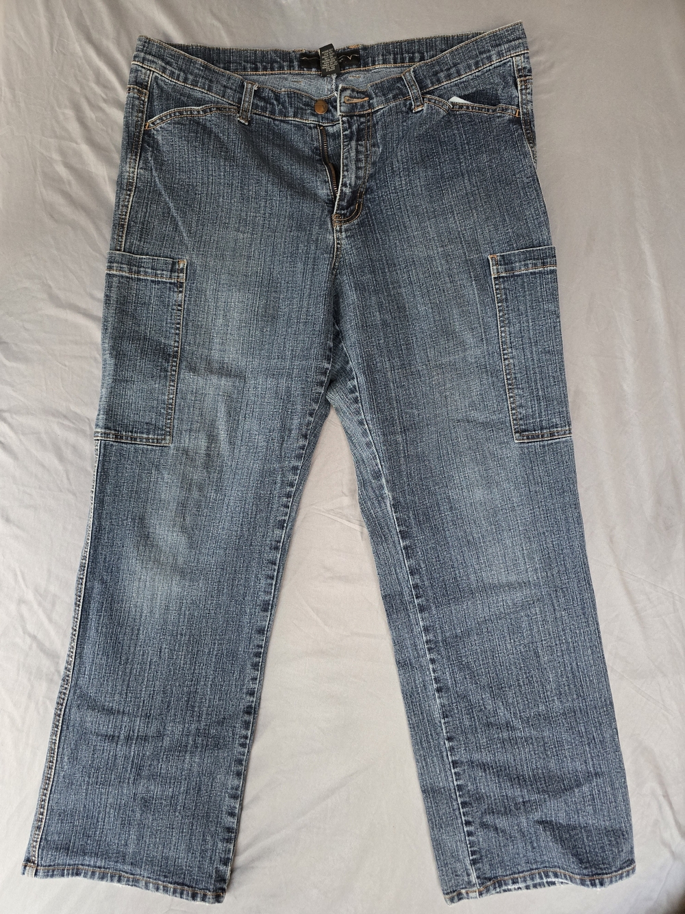 Venezia Light Blue Straight Leg Jeans with Cargo Pockets